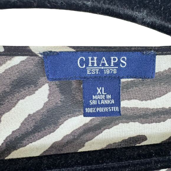 Chaps Zebra Print Sheer Kimono Sleeve Lightweight Chiffon Blouse Size XL - Picture 4 of 5